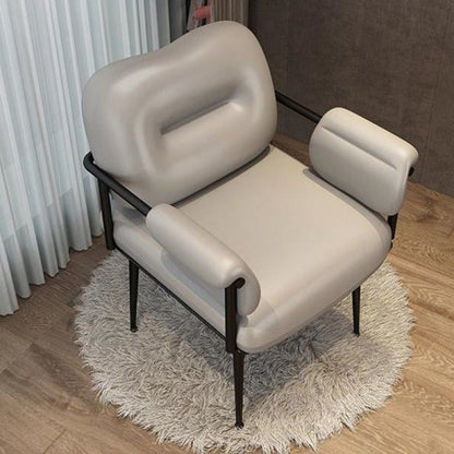 Modern Minimalist Rectangular Synthetic Leather Carbon Steel Sponge Vanity Stool Backrest Armrest For Bedroom
