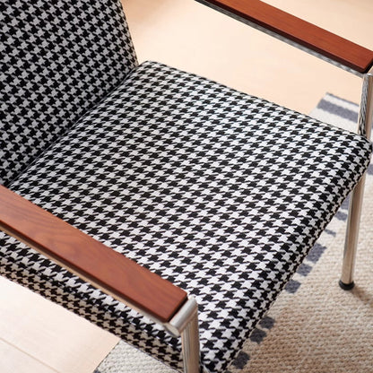 Modern Minimalist Rectangular Seat Cushion Stainless Steel Hemp Fabric Sponge Dining Chair Backrest Armrest For Dining Room