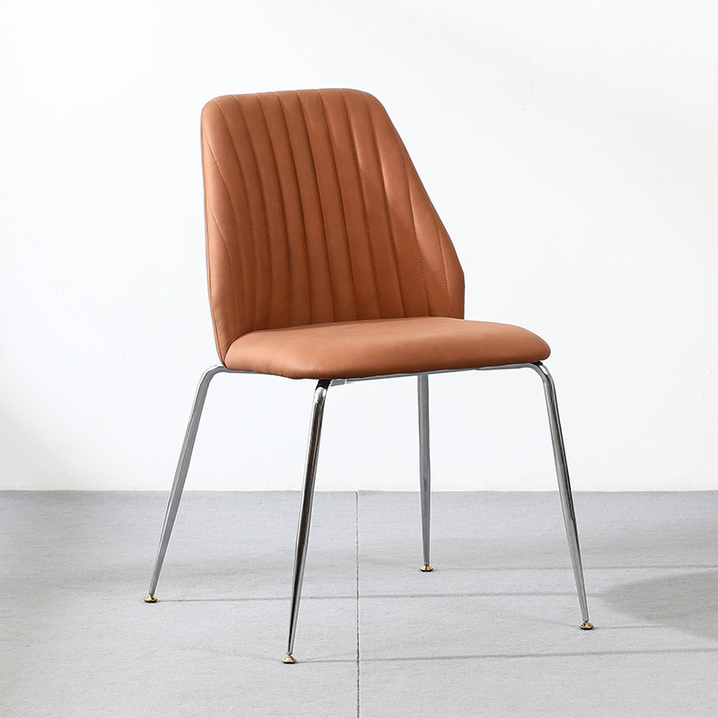Modern Minimalist Rectangular Metal Synthetic Fabric Sponge Dining Chair Backrest For Dining Room