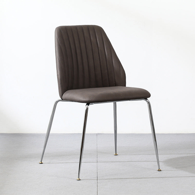 Modern Minimalist Rectangular Metal Synthetic Fabric Sponge Dining Chair Backrest For Dining Room