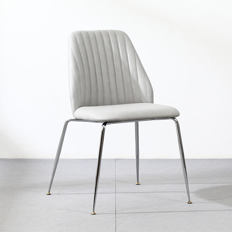 Modern Minimalist Rectangular Metal Synthetic Fabric Sponge Dining Chair Backrest For Dining Room