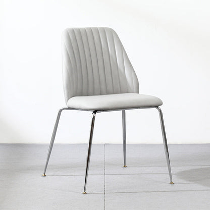 Modern Minimalist Rectangular Metal Synthetic Fabric Sponge Dining Chair Backrest For Dining Room
