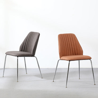 Modern Minimalist Rectangular Metal Synthetic Fabric Sponge Dining Chair Backrest For Dining Room