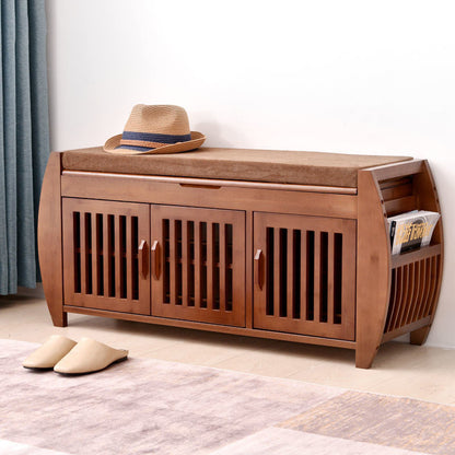 Modern Minimalist Rectangular Bamboo Fabric Sponge Footstool For Living Room
