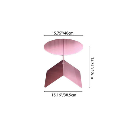 Modern Minimalist Round Metal End Table 2-Leg For Living Room