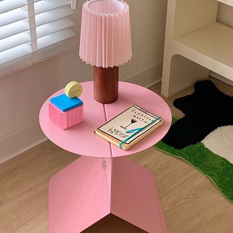 Modern Minimalist Round Metal End Table 2-Leg For Living Room
