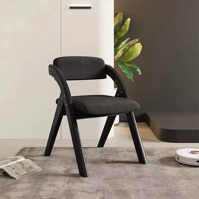 Modern Minimalist Square Cushion Solid Wood Fabric Sponge Dining Chair Foldable Backrest Armrest For Dining Room