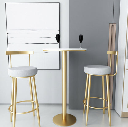 Modern Minimalist Round Seat Cushion Carbon Steel Velvet Sponge Bar Stool Backrest For Dining Room