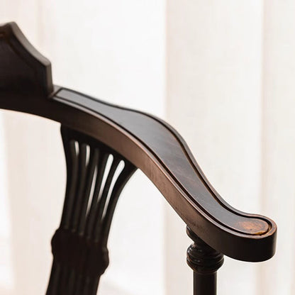 Traditional Vintage Rectangular Cushion Solid Wood Fabric Sponge Dining Chair Backrest Armrest For Dining Room