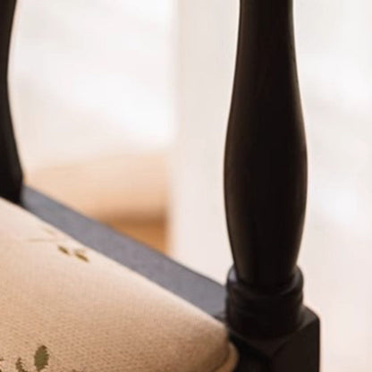Traditional Vintage Rectangular Cushion Solid Wood Fabric Sponge Dining Chair Backrest Armrest For Dining Room