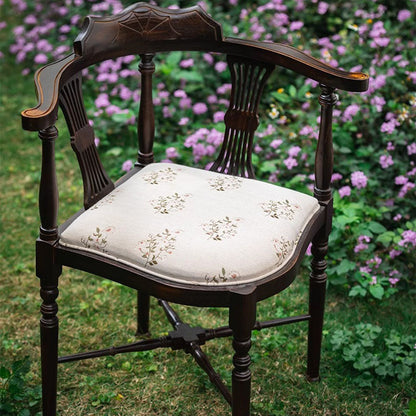 Traditional Vintage Rectangular Cushion Solid Wood Fabric Sponge Dining Chair Backrest Armrest For Dining Room