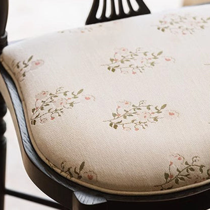 Traditional Vintage Rectangular Cushion Solid Wood Fabric Sponge Dining Chair Backrest Armrest For Dining Room