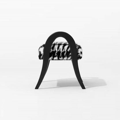 Traditional Vintage Rectangular Cushion Solid Wood Imitation Mink Velvet Sponge Low Stool Armrest For Living Room