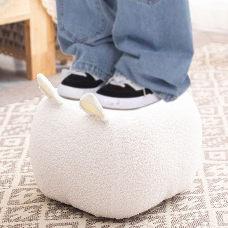 Modern Minimalist Animal-Shaped Solid Wood Velvet Fabric Sponge Low Stool For Living Room