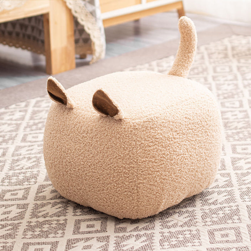 Modern Minimalist Animal-Shaped Solid Wood Velvet Fabric Sponge Low Stool For Living Room