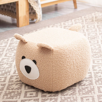 Modern Minimalist Animal-Shaped Solid Wood Velvet Fabric Sponge Low Stool For Living Room