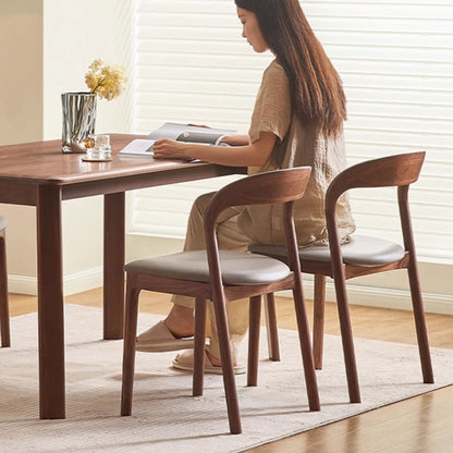 Modern Minimalist Square Seat Cushion Microfiber Leather Solid Wood Sponge Dining Chair Backrest For Dining Room