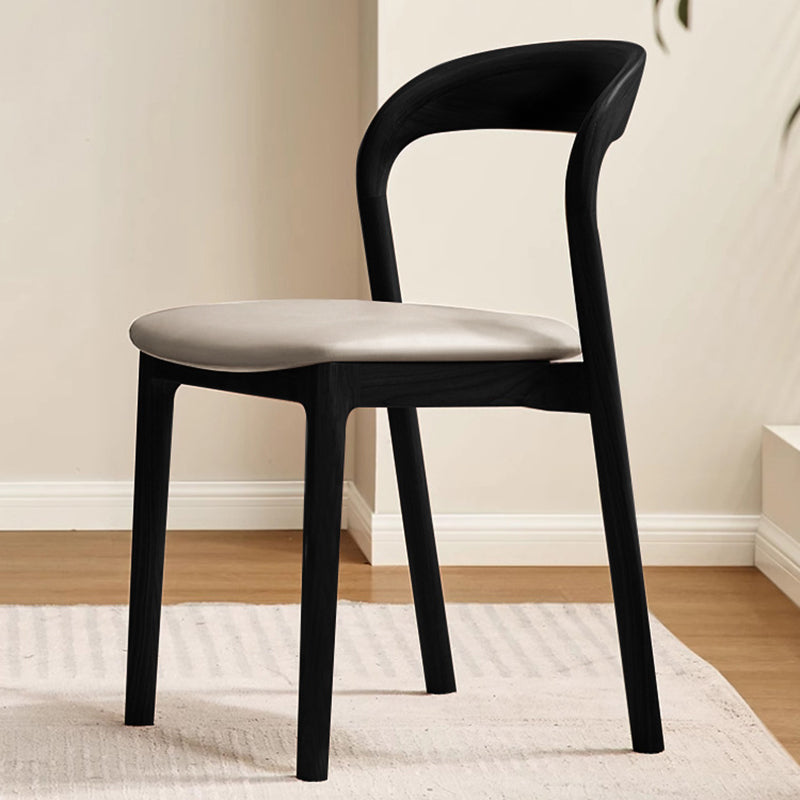 Modern Minimalist Square Seat Cushion Microfiber Leather Solid Wood Sponge Dining Chair Backrest For Dining Room