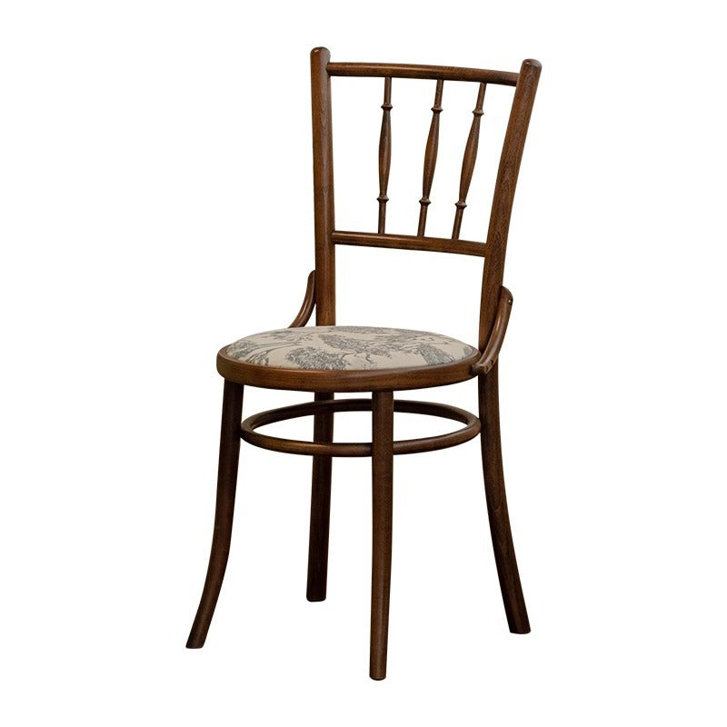 Traditional Vintage Round Cushion Solid Wood Linen Sponge Dining Chair Backrest For Dining Room