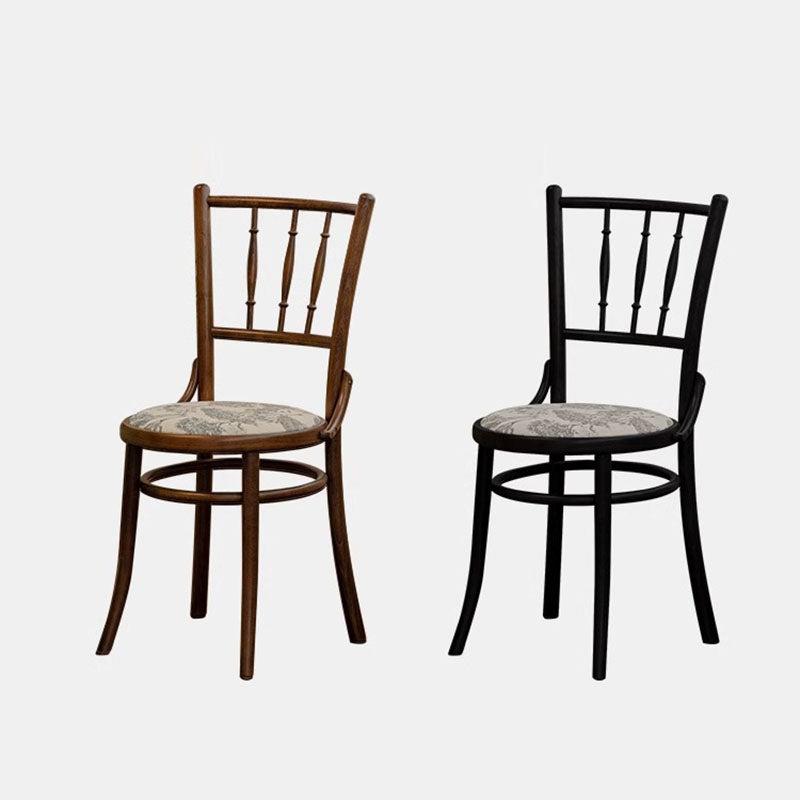 Traditional Vintage Round Cushion Solid Wood Linen Sponge Dining Chair Backrest For Dining Room