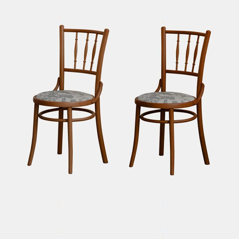 Traditional Vintage Round Cushion Solid Wood Linen Sponge Dining Chair Backrest For Dining Room