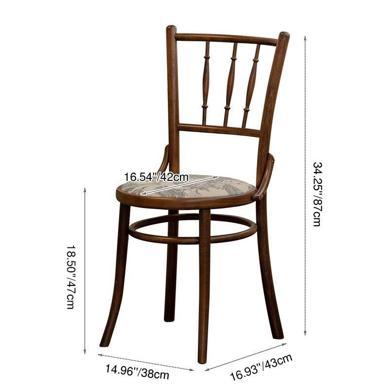 Traditional Vintage Round Cushion Solid Wood Linen Sponge Dining Chair Backrest For Dining Room