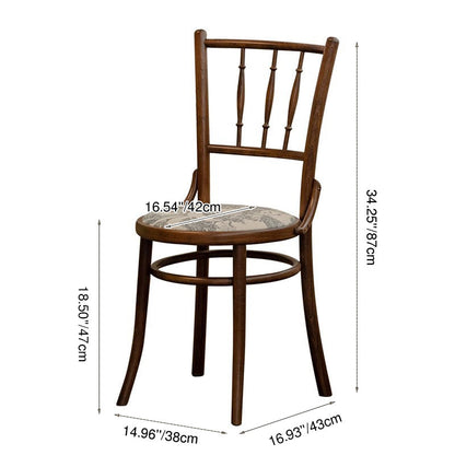 Traditional Vintage Round Cushion Solid Wood Linen Sponge Dining Chair Backrest For Dining Room