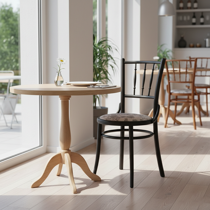 Traditional Vintage Round Cushion Solid Wood Linen Sponge Dining Chair Backrest For Dining Room