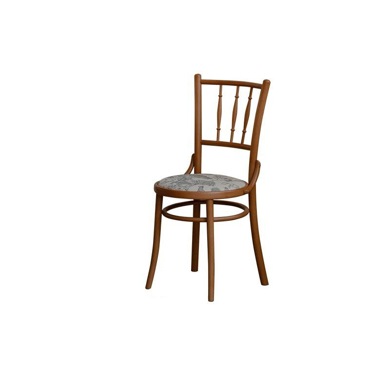 Traditional Vintage Round Cushion Solid Wood Linen Sponge Dining Chair Backrest For Dining Room