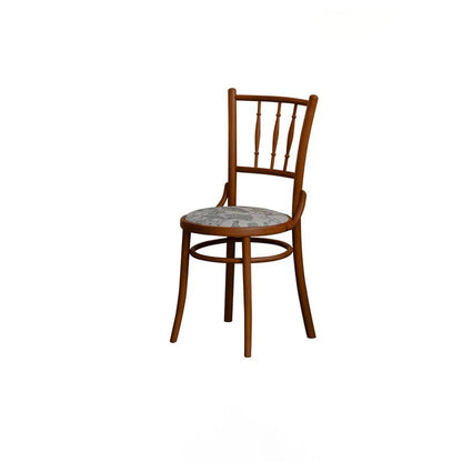 Traditional Vintage Round Cushion Solid Wood Linen Sponge Dining Chair Backrest For Dining Room