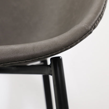 Modern Minimalist Curved PU Leather Metal Sponge Plastic Dining Chair Backrest Armrest For Dining Room