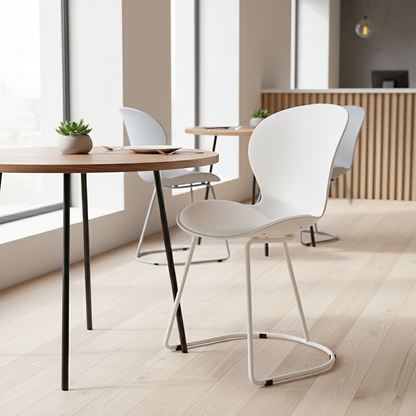 Modern Minimalist Curved Polypropylene Synthetic Leather Iron Sponge Dining Chair Backrest For Dining Room
