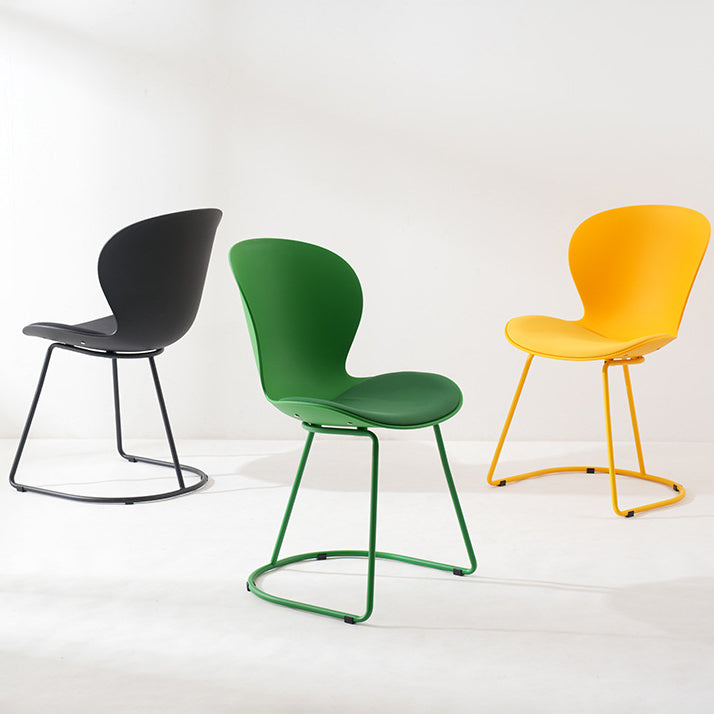 Modern Minimalist Curved Polypropylene Synthetic Leather Iron Sponge Dining Chair Backrest For Dining Room