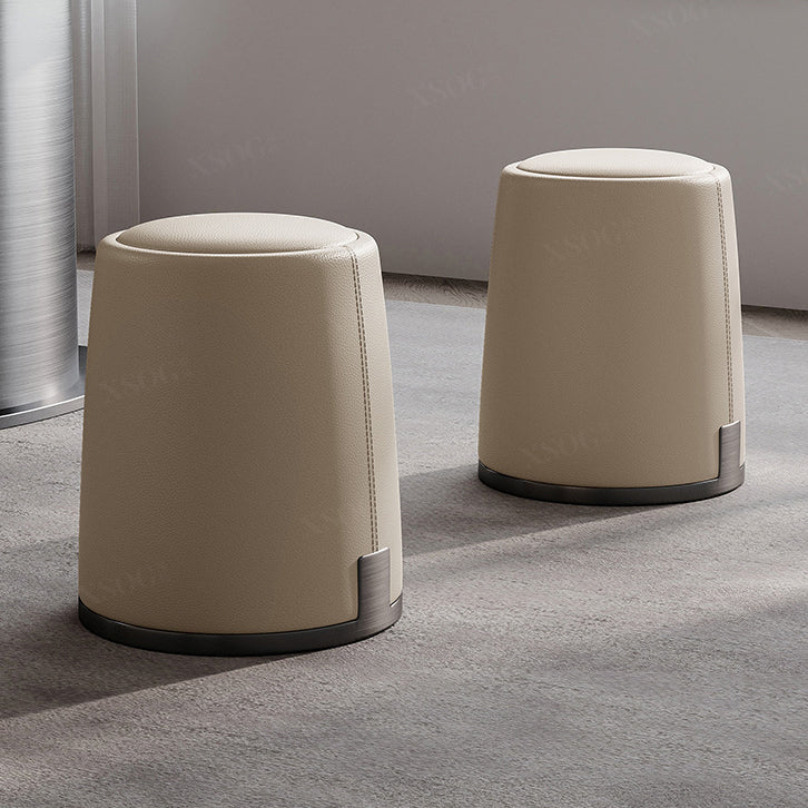 Modern Minimalist Microfiber Leather Round Sponge Low Stool Backless Armless For Living Room