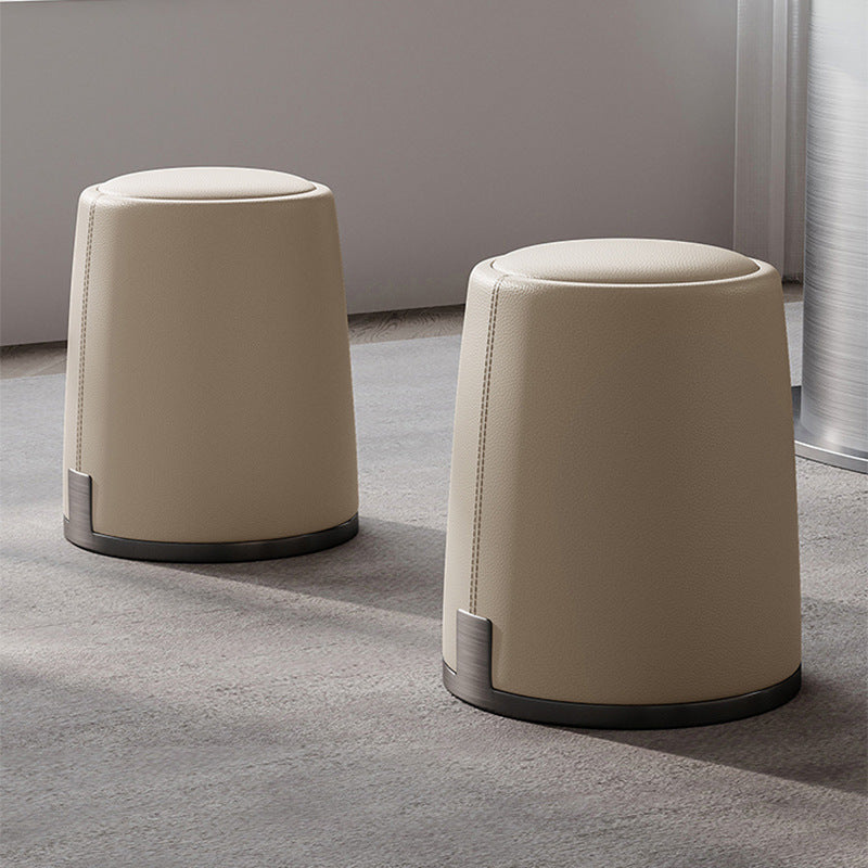 Modern Minimalist Microfiber Leather Round Sponge Low Stool Backless Armless For Living Room