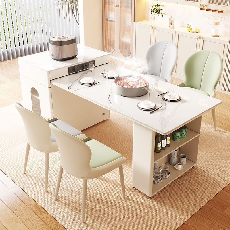 Modern Minimalist PU Leather Carbon Steel Curved Back Dining Chair Backrest Armless For Dining Room