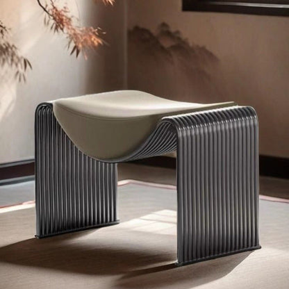 Modern Minimalist Microfiber Leather Metal Frame Rectangular Low Stool Backless Armless For Living Room