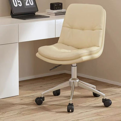 Modern Minimalist PU Leather Sponge Steel Base Square Desk Chair Adjustable Backrest Armless Swivel For Home Office
