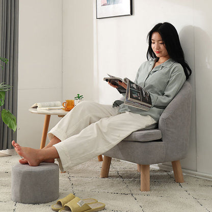 Contemporary Scandinavian Wood Frame Cotton Linen Fabric Sponge Curved Sofa Backrest Armrest For Living Room