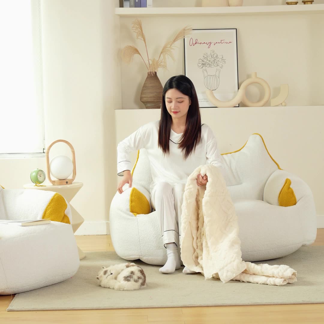 Contemporary Creative Teddy Fleece Fabric Animal Shaped Sofa Backrest Armrests For Living Room