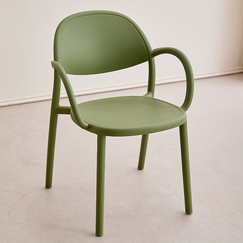 Modern Minimalist PP Plastic Round Curved Dining Chair Backrest Armrests For Dining Room