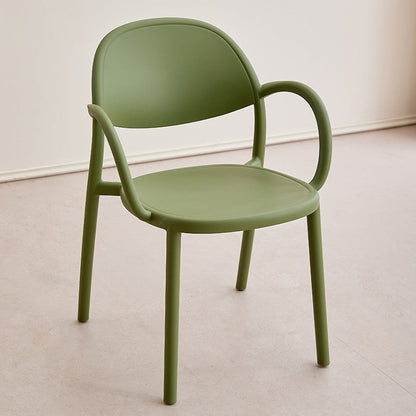 Modern Minimalist PP Plastic Round Curved Dining Chair Backrest Armrests For Dining Room