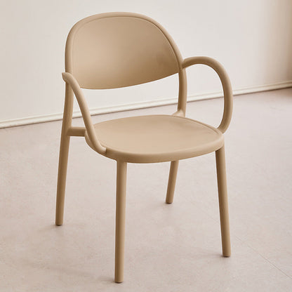 Modern Minimalist PP Plastic Round Curved Dining Chair Backrest Armrests For Dining Room