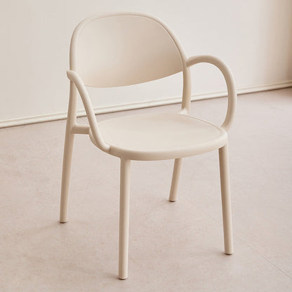 Modern Minimalist PP Plastic Round Curved Dining Chair Backrest Armrests For Dining Room