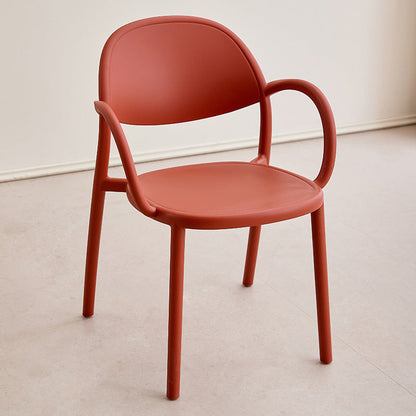 Modern Minimalist PP Plastic Round Curved Dining Chair Backrest Armrests For Dining Room