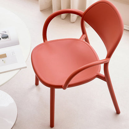 Modern Minimalist PP Plastic Round Curved Dining Chair Backrest Armrests For Dining Room