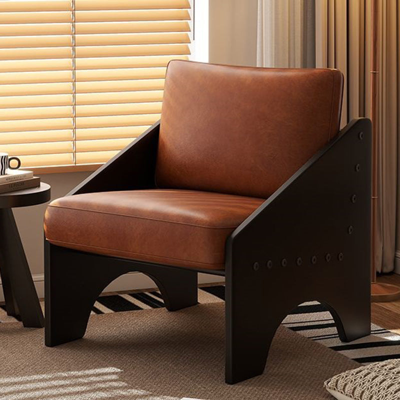 Modern Mid-century Cotton Linen Fabric Oil Wax Leather Solid Pine Wood Board Frame Sponge Rectangular Sofa Backrest Armrest For Living Room