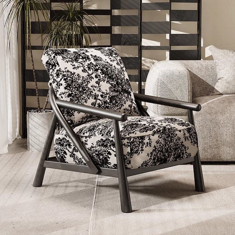 Traditional Vintage Cotton Linen Fabric Carbon Steel Frame Sponge Curved Sofa Backrest Armrest For Living Room