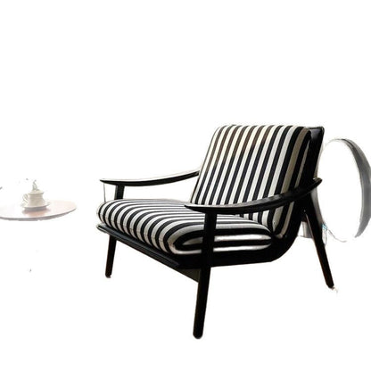 Contemporary Industrial Fabric Velvet Sponge Rubberwood Frame Curved Accent Chair Backrest Armrest For Living Room