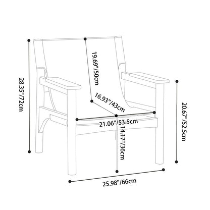 Modern Mid-century Saddle Leather Ash Wood Rectangular Accent Chair Backrest Armrest For Living Room